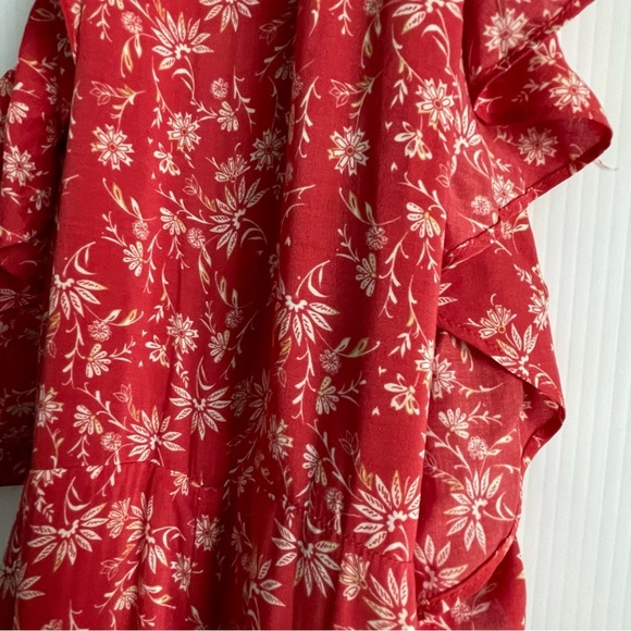 Ale by Alessandra Elegant Red Floral Women's Jumpsuit ruffle neckline size large - Picture 5 of 10